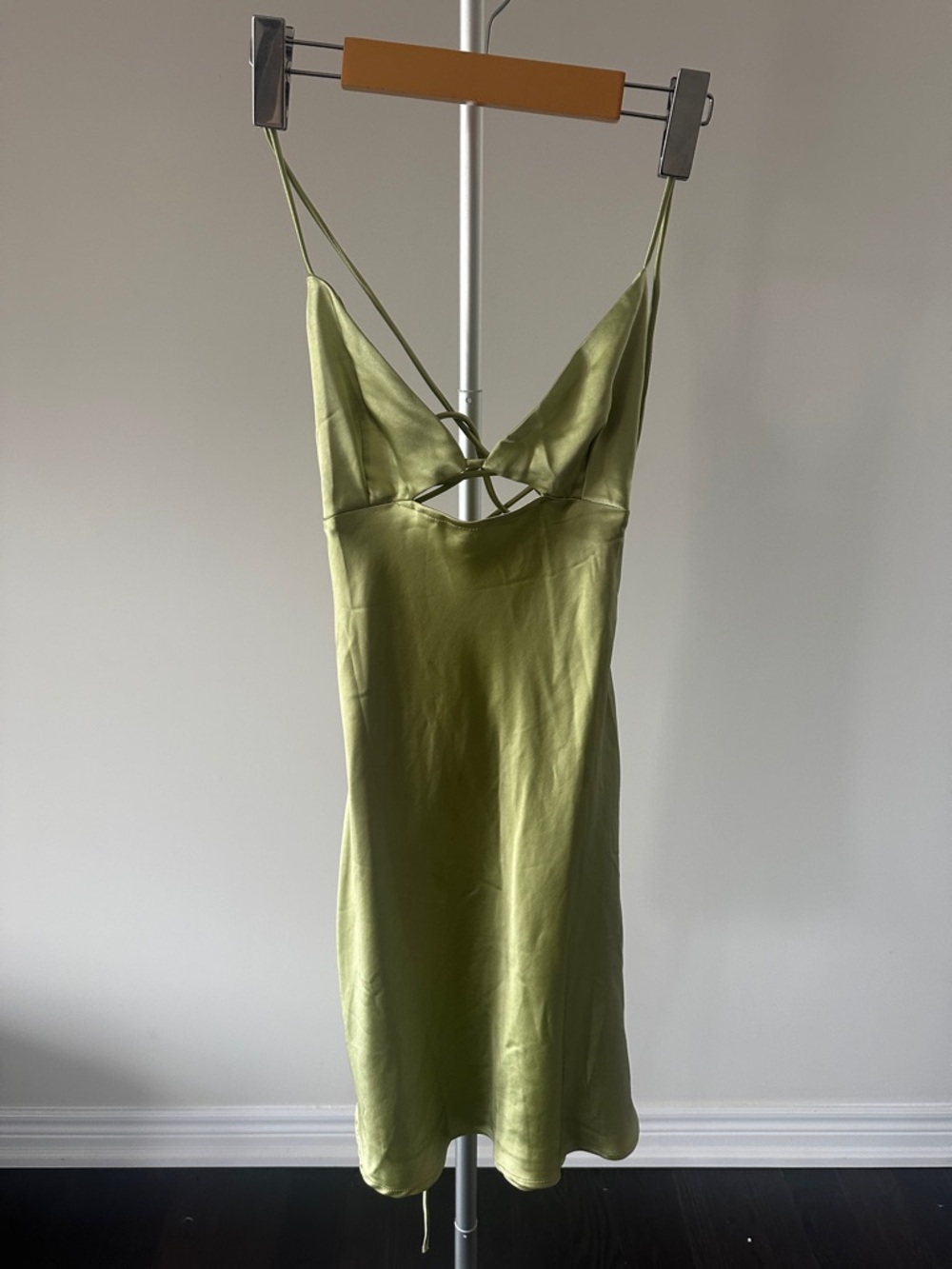 Princess Polly Sage Green Satin Mini Slip Dress